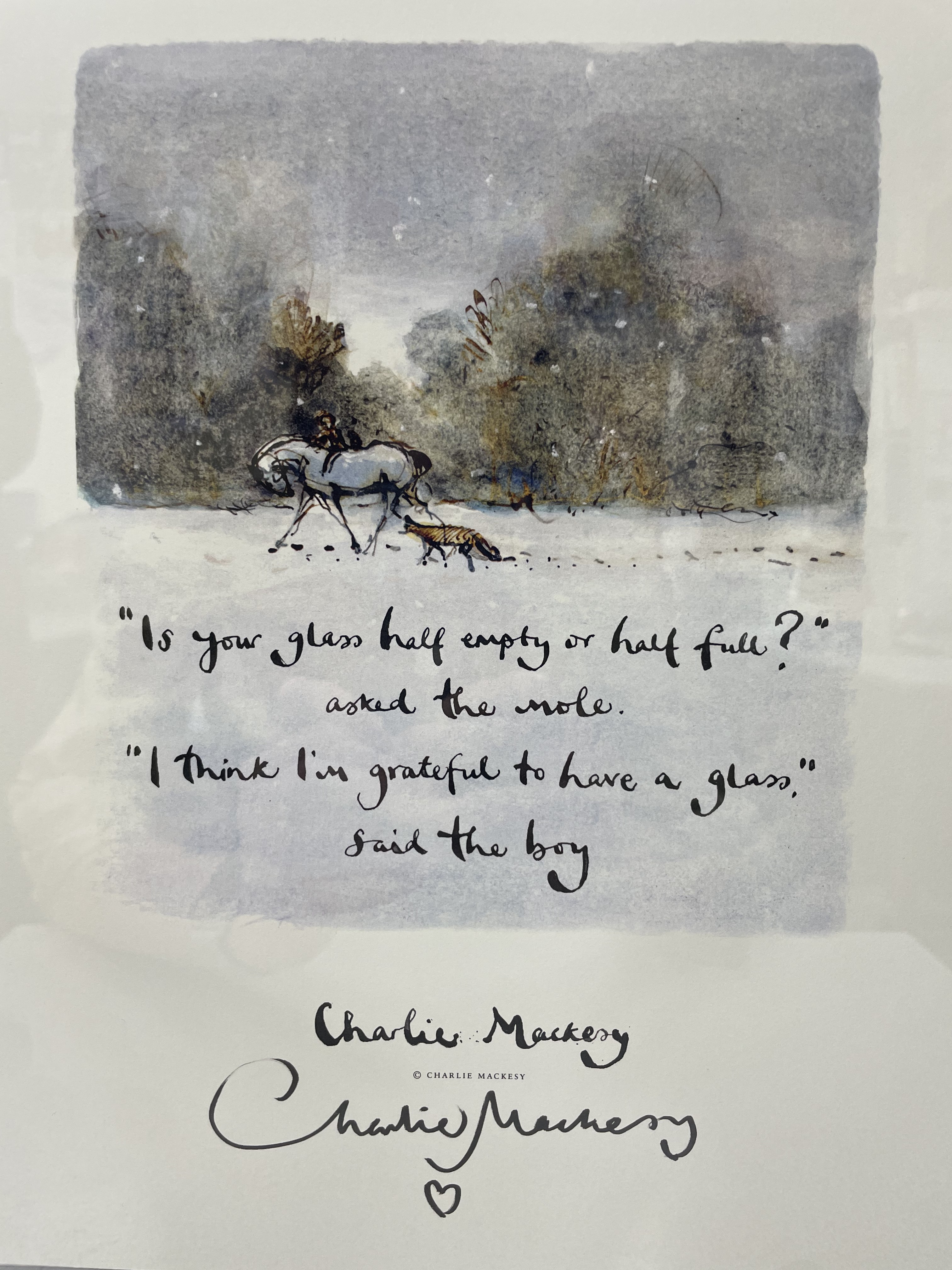 Second signed Charlie Mackesy fine art print from this lot